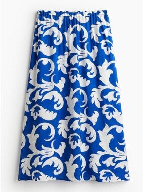 H&M Blue and White A-Line Floral Print Skirt